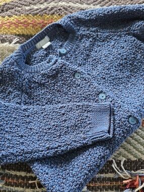 COS Baby Girl Cardigan - Navy Textured Button-Front Sweater